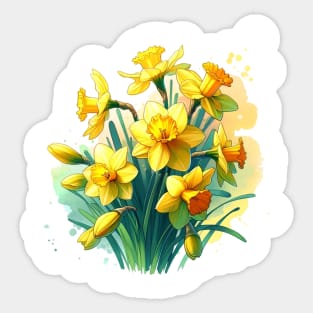 Daffodil Delight Spring Bloom Illustration Sticker